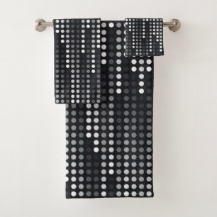 Schwarz-weiße Punktmatrix Badhandtuch Set