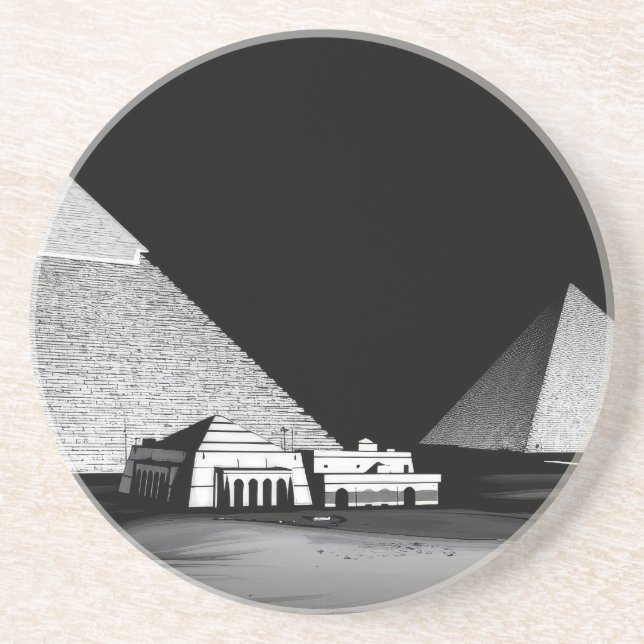 Schwarz-Weiße Pyramiden Getränkeuntersetzer (Vorne)