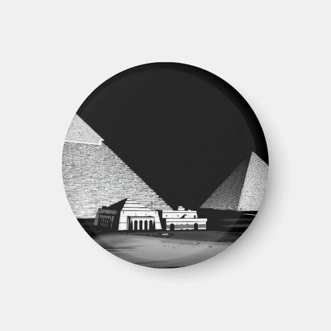 Schwarz-weiße Pyramiden Magnet (Vorne)