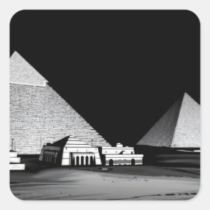 Schwarz-weiße Pyramiden Quadratischer Aufkleber