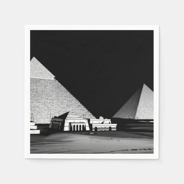 Schwarz-weiße Pyramiden Serviette (Vorderseite)