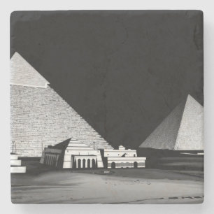 Schwarz-weiße Pyramiden Steinuntersetzer