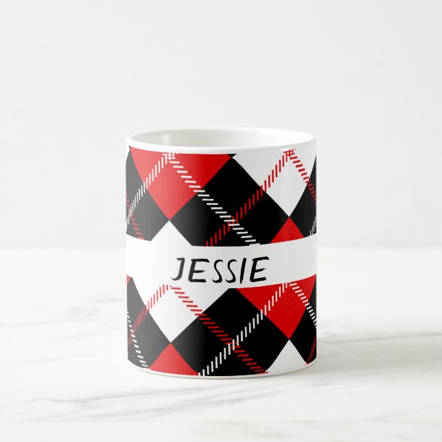 Schwarz-weiße Raute Kaffeetasse (Mittel)