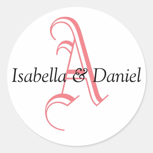 Schwarz-weiße Red Monogram Wedding Template Siegel Runder Aufkleber (Vorderseite)