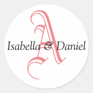 Schwarz-weiße Red Monogram Wedding Template Siegel Runder Aufkleber