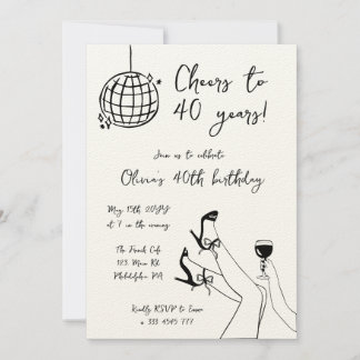 Schwarz-weiße Retro-Geburtstagsparty Einladung