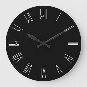 Schwarz-weiße Retro-Römische Zahlen Große Wanduhr