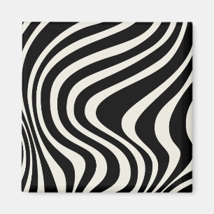 Schwarz-weiße Retro-Wellen Magnet