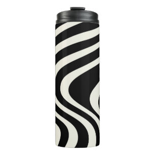 Schwarz-weiße Retro-Wellen Thermosbecher