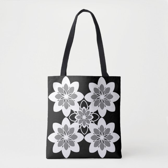 Schwarz-weiße Retrografik Tasche (Vorderseite)