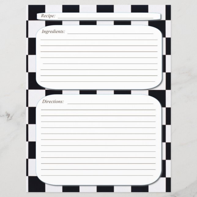 Schwarz-weiße Rezeptseite Flyer (Vorne)