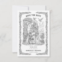 Schwarz-weiße Ritter-Braut-Burg-Gotische-Hochzeit