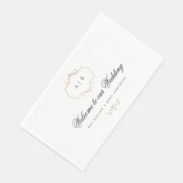 Schwarz-weiße romantische Goldhochzeit Serviette