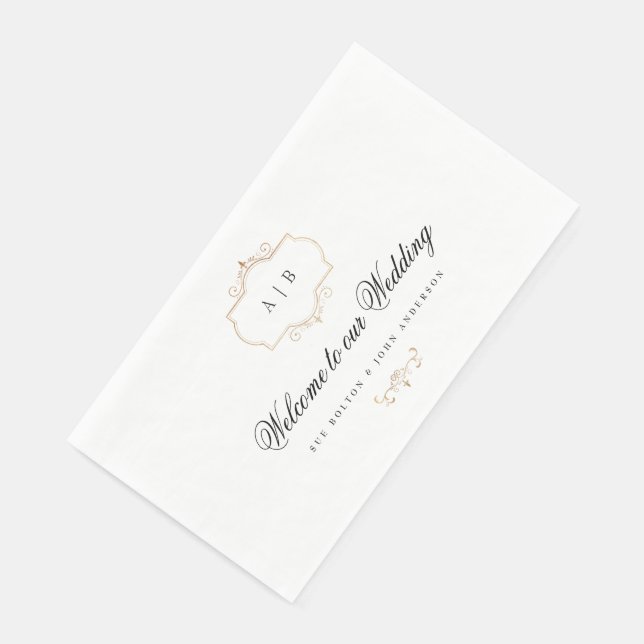 Schwarz-weiße romantische Goldhochzeit Serviette (Ecke)