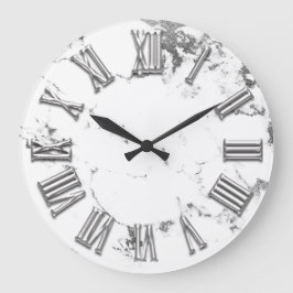 Schwarz-weiße römische Nummer aus Graumetall Große Wanduhr