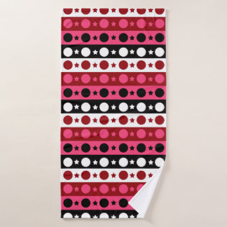 Schwarz-weiße rosa Kreissteine Streifen-Design Badehandtuch