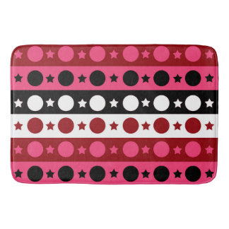 Schwarz-weiße rosa Kreissteine Streifen-Design Badematte
