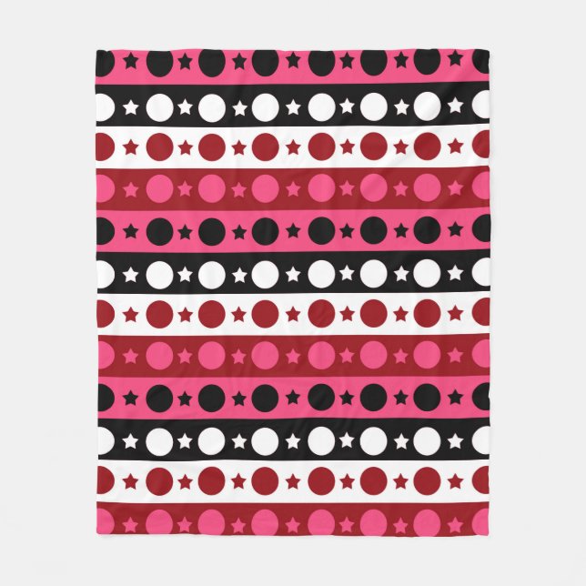 Schwarz-weiße rosa Kreissteine Streifen-Design Fleecedecke (Vorderseite)