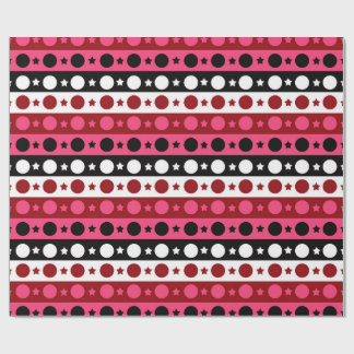 Schwarz-weiße rosa Kreissteine Streifen-Design Geschenkpapier