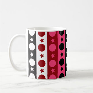 Schwarz-weiße rosa Kreissteine Streifen-Design Kaffeetasse