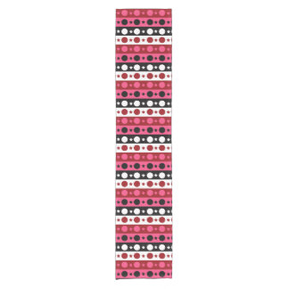 Schwarz-weiße rosa Kreissteine Streifen-Design Kurzer Tischläufer