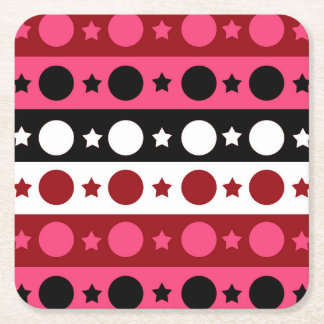 Schwarz-weiße rosa Kreissteine Streifen-Design Rechteckiger Pappuntersetzer
