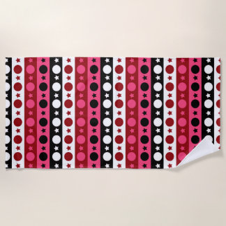 Schwarz-weiße rosa Kreissteine Streifen-Design Strandtuch