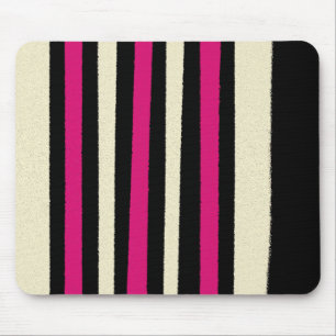 Schwarz-weiße, rosa Streifen Cooles einfaches Must Mousepad