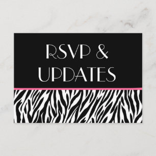 Schwarz-weiße Rosa Zebra Website-UAWG und Info-Kar RSVP Karte