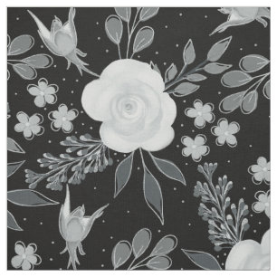 Schwarz-weiße Rose Aquarellmalerei Stoff