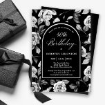 Schwarz-weiße Rose Blumenbogen 40. Geburtstag Einladung<br><div class="desc">Sehr elegantes Schwarz-Weiß-Rosa-Blumenmuster schafft eine 40. Geburtstags-Einladung Vorlage. Weiße Schrift und Kalligrafie werden durch einen schwarzen,  weiß gekleideten Bogen gerahmt. Erhältlich als Cardstock oder als digitaler Download. Dieser Artikel ist Teil der Schwarz-Weiß-Rose-Flora-Sammlung und enthält Vorlagen,  um eine einzigartige Einladungspalette,  Begrüßungsschilder und Dekorationen aus dem Party zu schaffen.</div>