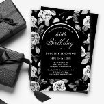 Schwarz-weiße Rose Blumenbogen 60. Geburtstag Einladung<br><div class="desc">Sehr elegantes Schwarz-Weiß-Rosa-Blumenmuster schafft eine Einladungs-Vorlage zum 60. Geburtstag. Weiße Schrift und Kalligrafie werden durch einen schwarzen,  weiß gekleideten Bogen gerahmt. Erhältlich als Cardstock oder als digitaler Download. Dieser Artikel ist Teil der Schwarz-Weiß-Rose-Flora-Sammlung und enthält Vorlagen,  um eine einzigartige Einladungspalette,  Begrüßungsschilder und Dekorationen aus dem Party zu schaffen.</div>