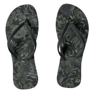 Schwarz-weiße Rose Gothic Wedding Flip Flops