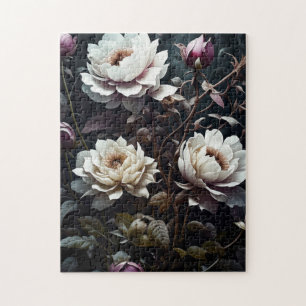 Schwarz-Weiße Rosen Wasserfarben-Kunst