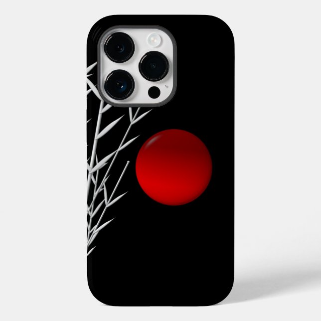Schwarz-weiße Rot-Sonne Case-Mate iPhone 14 Pro Hülle (Rückseite)