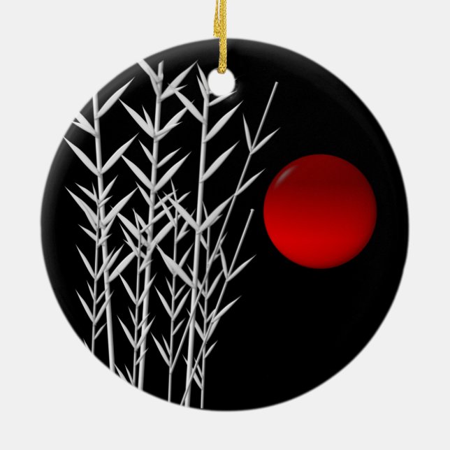 Schwarz-weiße Rot-Sonne Keramikornament (Hinten)