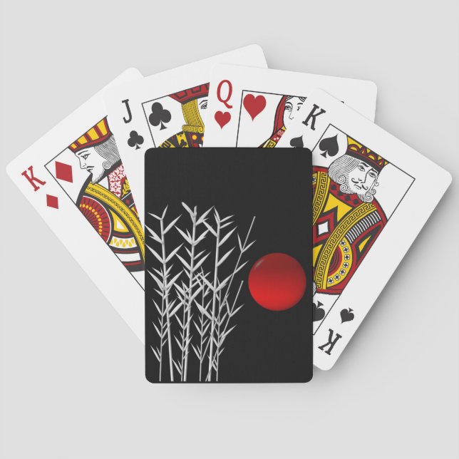 Schwarz-weiße Rot-Sonne Spielkarten (Rückseite)