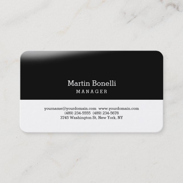 Schwarz-weiße RoundCorner Trendy Business Card Visitenkarte (Vorderseite)