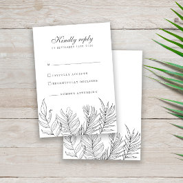 Schwarz-weiße RSVP-Karte für tropisches Leaf RSVP Karte