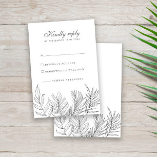 Schwarz-weiße RSVP-Karte für tropisches Leaf RSVP Karte