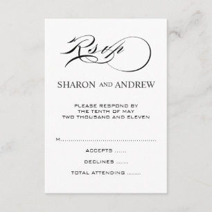 Schwarz-weiße RSVP-Karten für Square Invites RSVP Karte