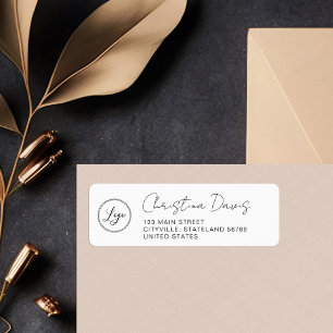 Schwarz-weiße Rücksendeadresse für die Logo-Handsc