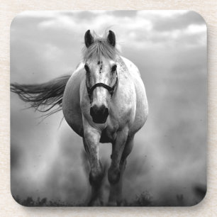 Schwarz-weiße Running Horse Freedom Getränkeuntersetzer
