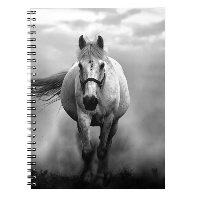 Schwarz-weiße Running Horse Freedom Notizblock (Vorderseite)