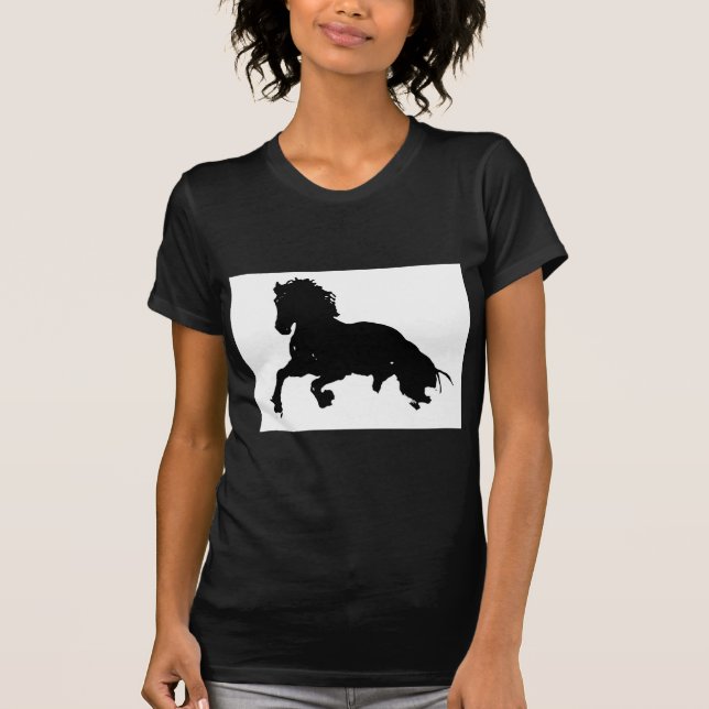 Schwarz-weiße Running Horse-Silhouette T-Shirt (Vorderseite)