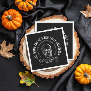 Schwarz-weiße Schädel-Halloween-Party mit individu Serviette