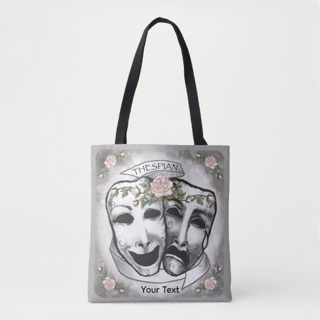 Schwarz-Weiße Schauspielermasken Tasche (Vorderseite)