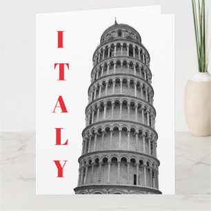 Schwarz Weiße Schiefe Turm von Pisa Italien Karte