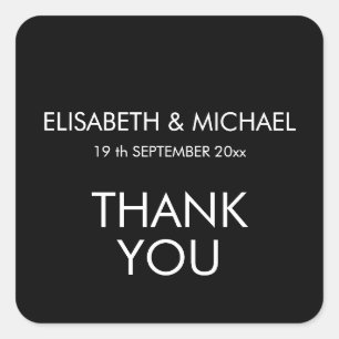 Schwarz-weiße schlichte minimalistische, elegante quadratischer aufkleber