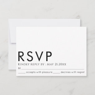 Schwarz-weiße schlichte minimalistische, elegante RSVP karte